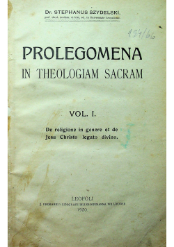 Prolegomena in theologiam sacram 1920 r.