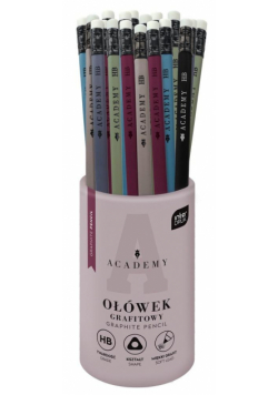 Ołówek grafit trójkątny HB z gumką Academy (36szt)