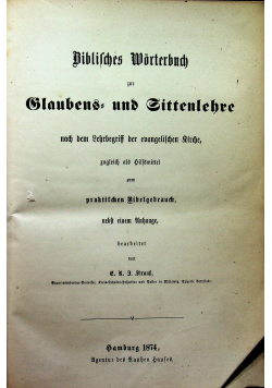 Biblisches Worterbuch zur Glaubens und Sittenlehre 1874 r.