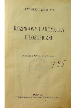Rozprawy i artykuły filozoficzne 1927r