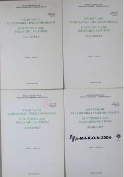 Kwartalnik elektroniki i telekomunikacji Tom 50 Zeszyt od 1 do 4