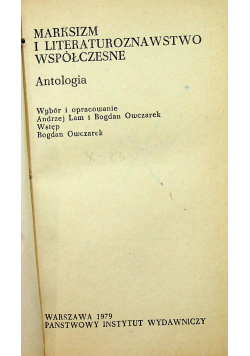 Marksizm i literaturoznawstwo współczesne Antologia