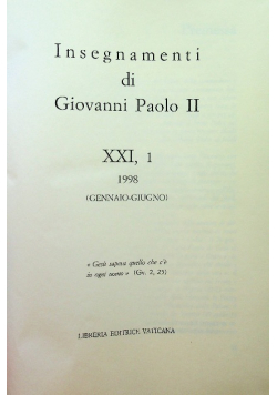 Insegnamenti di Giovanni Paolo II XXI Część 1 1998