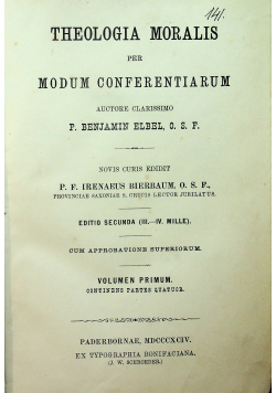 Theologia Moralis Volumen primum 1891 r