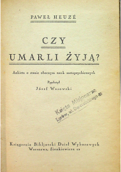 Czy umarli żyją 1923 r