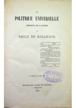 La Politique universelle 1852 r.