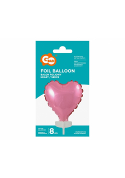 Balon foliowy serce na patyczku 8cm