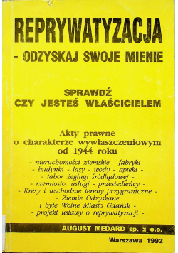 Reprywatyzacja odzyskaj swoje mienie
