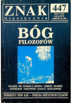 Miesięcznik znak Nr  447 / 92 Bóg filozofów