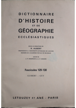 Dictionare DHistorie et de Geographie Ecclesiastiques Fascicule 129 - 130