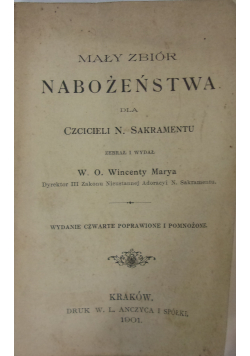 Mały zbór nabożeństwa dla czcicieli N Sakramentu 1901r