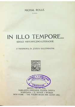 In Illo Tempore szkice historyczno literackie 1914 r.