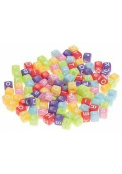 Koraliki akrylowe alfabet 6x6mm 20g