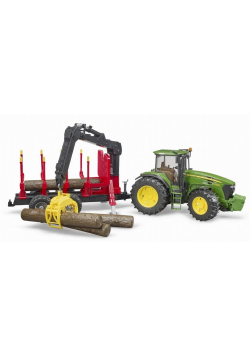 Traktor John Deere 7930 Z przyczepą i dźwigiem