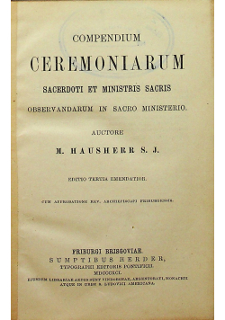 Compendium Ceremoniarum 1891 r.