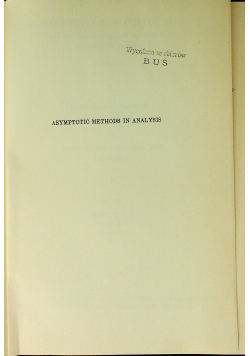 Asymptotic Methods In Anakysis