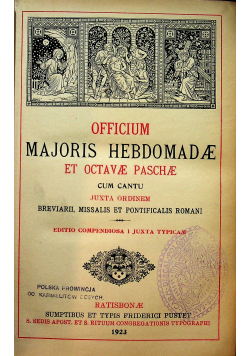 Officium Majoris Hebdomadae et Octavae Paschae 1923 r.
