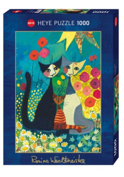 Puzzle 1000 Szczęśliwa rodzinka pośród kwiatów