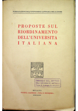 Proposte sul riordinamento dell'universita Italiana  ok 1942 r.