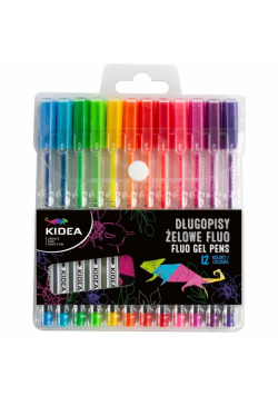 Długopisy żelowe fluo Kidea 12 kolorów