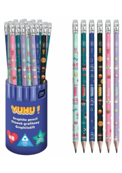 Ołówek grafitowy trójkątny z gumką HB Yuhu (36szt)