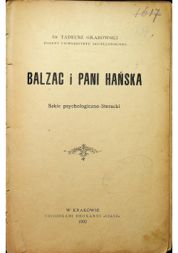 Balzac i pani Hańska 1902 r