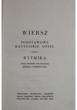 Wiersz podstawowe kategorie opisu Rytmika część 1