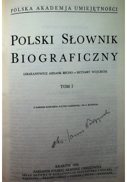 Polski słownik biograficzny Tom I reprint z 1935 r