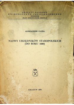 Nazwy urzędów staropolskich