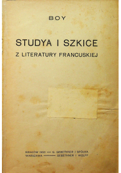 Studya i szkice z literatury francuskiej 1920 r