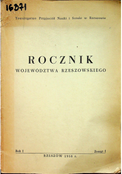 Rocznik Województwa Rzeszowskiego Rok 1 zeszyt 1