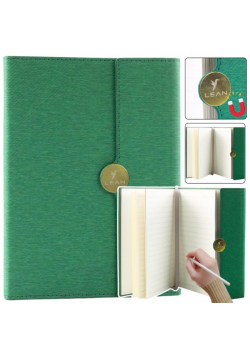 Notes biurowy A5 linia na magnes z obiciem zielony