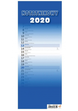 Kalendarz 2020 Slim Notatnikowy niebieski HELMA