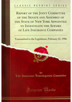 Report of the Joint Committee of the Senate reprint z 1906 r