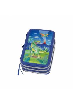 Piórnik trzykomorowy z wyposażeniem Dinosaur