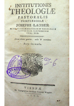 Institutionses theologiae pastoralis compendiosae 1782 r