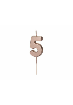 Świeczka urodzinowa 5 różowe złoto 4.5cm