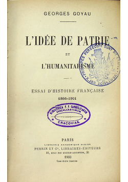 L idee de Patrie et L humanitarisme 1903 r.