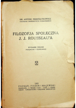 Filozofia społeczna J J Rousseau a 1929 r