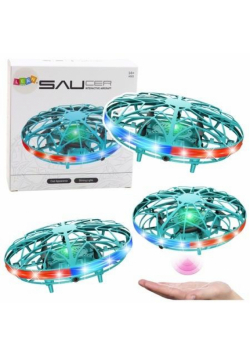 Dron UFO sterowany ręką RC Światła LED Turkusowy