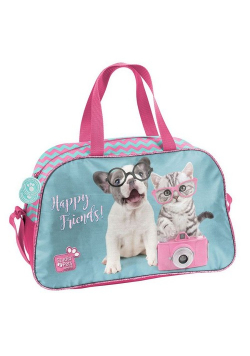 Torba sportowa Studio Pets błękitno-różowa Happy Friends