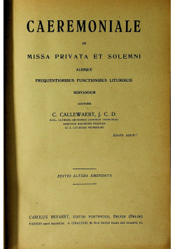 Ceremoniale In Missa Privata Et Solemini 1928 r