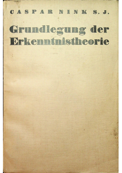 Grundlegung der Erkenntnistheorie 1930 r