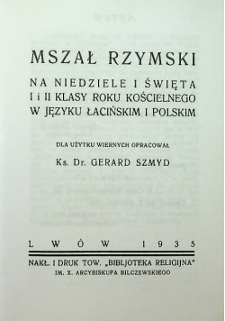 Mszał Rzymski na niedziele i święta