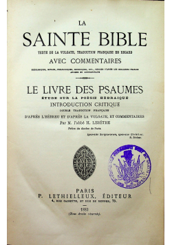 La Sainte Bible Le livre des psaumes 1883 r