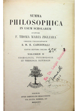 Summa Philisophica volumen II 1926 r
