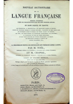 Nouveau Dictionnaire de la Langue Francaise 1872 r.