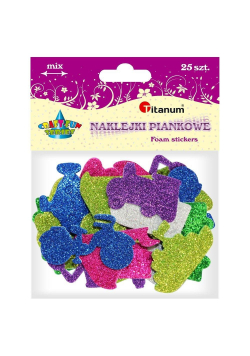 Naklejki piankowe brokatowe pojazdy mix 25szt