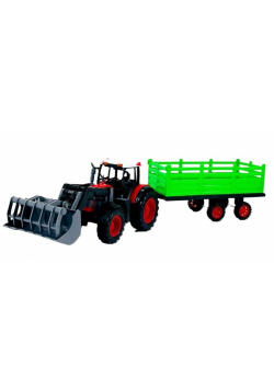 Traktor z turem i przyczepą na siano