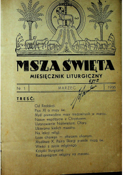 Msza święta miesięcznik liturgiczny nr od 1 do 12  1937 r.